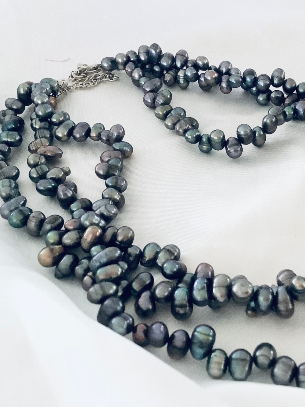 Elegant Triple Strand Freshwater Pearl Necklace Earring set Mothers Day Gift - Picture 3 of 5